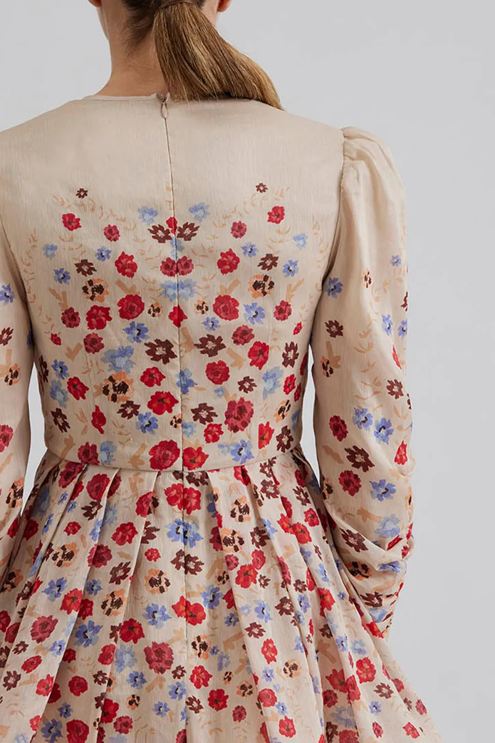 Floral Embroidered Puff Sleeve Mini Dress