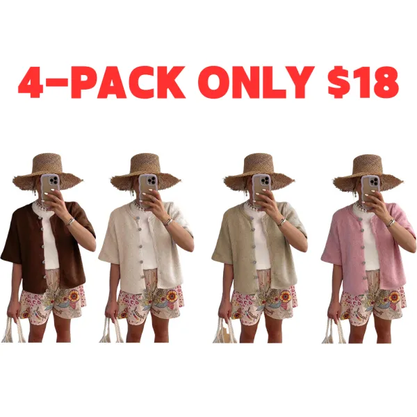 Women's Lightweight Cardigan Short Sleeve Button-Down Summer Cardigan Sweater