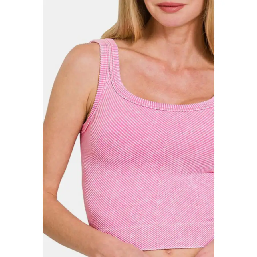 Ari Washed Ribbed Scoop Neck Wide Strap Tank