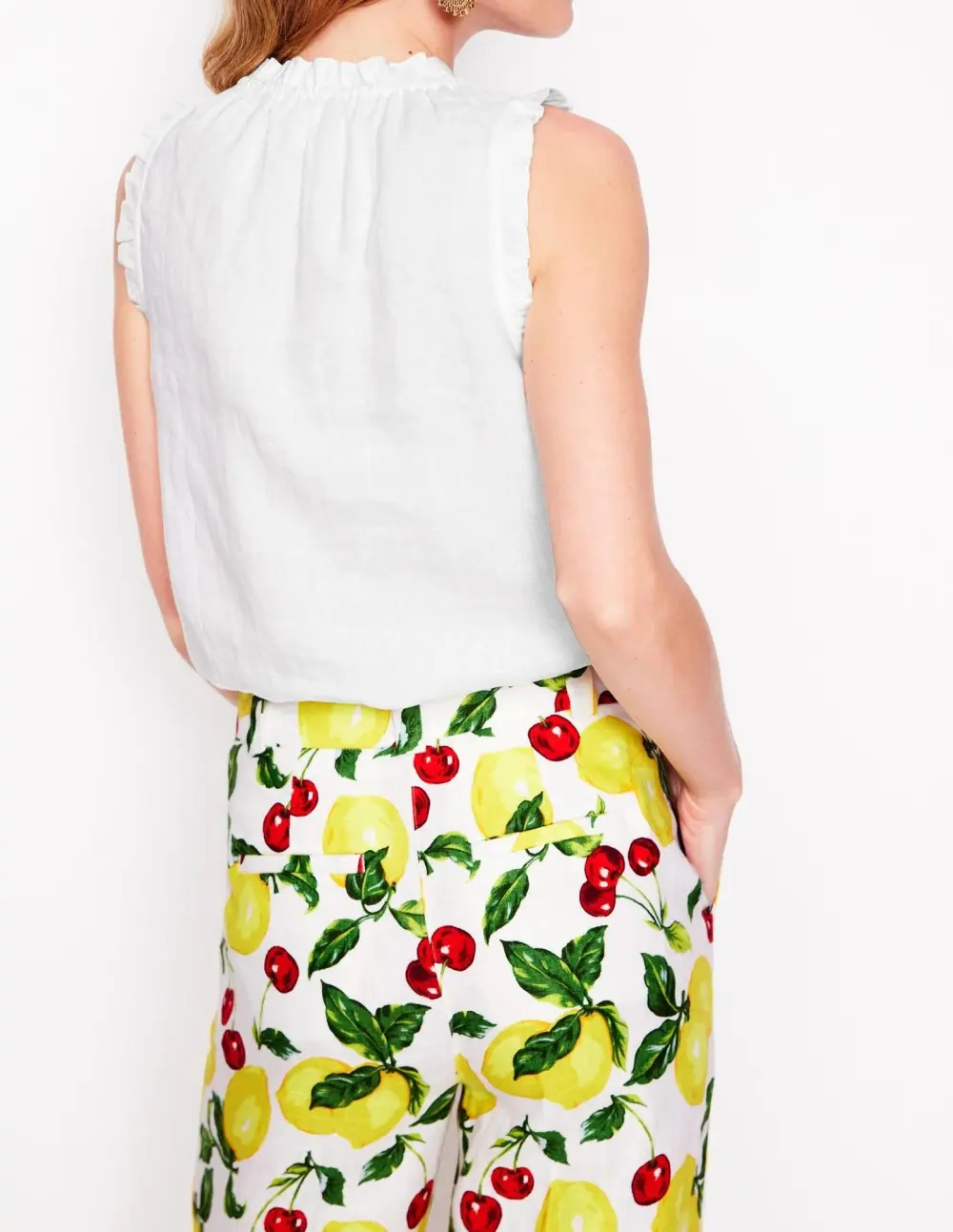 Casual Sophie Ruffle Linen Top