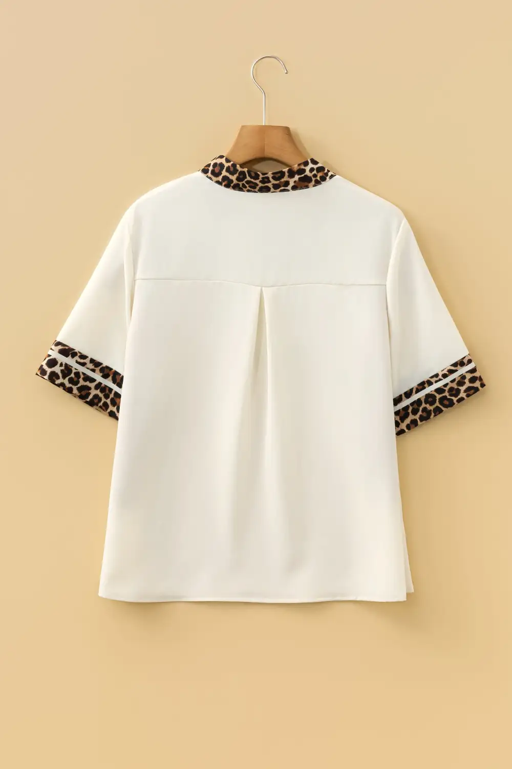 Leopard Print Patchwork Short Sleeve Blouse