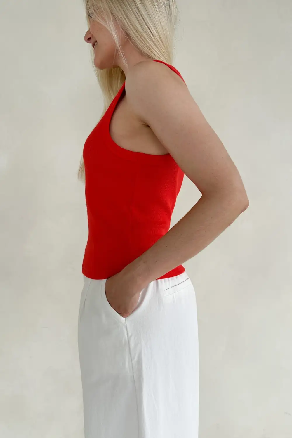 Draped Soft Ribbed Tank Top