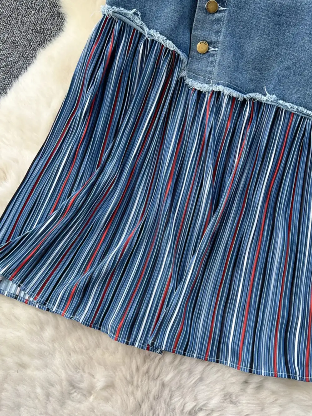Full Size Patchwork Denim Skirt Plus Size