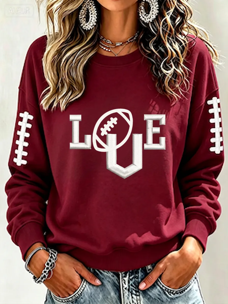 Women'S Retro Football Round Neck Sports Shirt