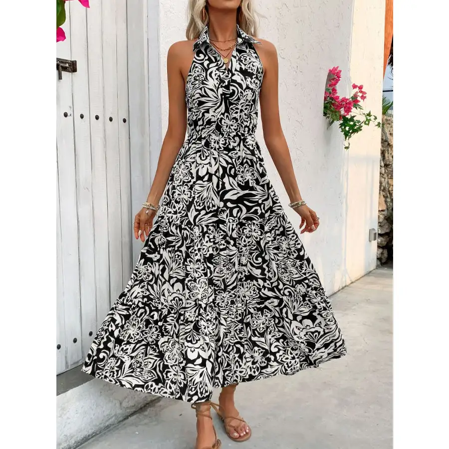 Backless Smocked Sleeveless Midi Dress