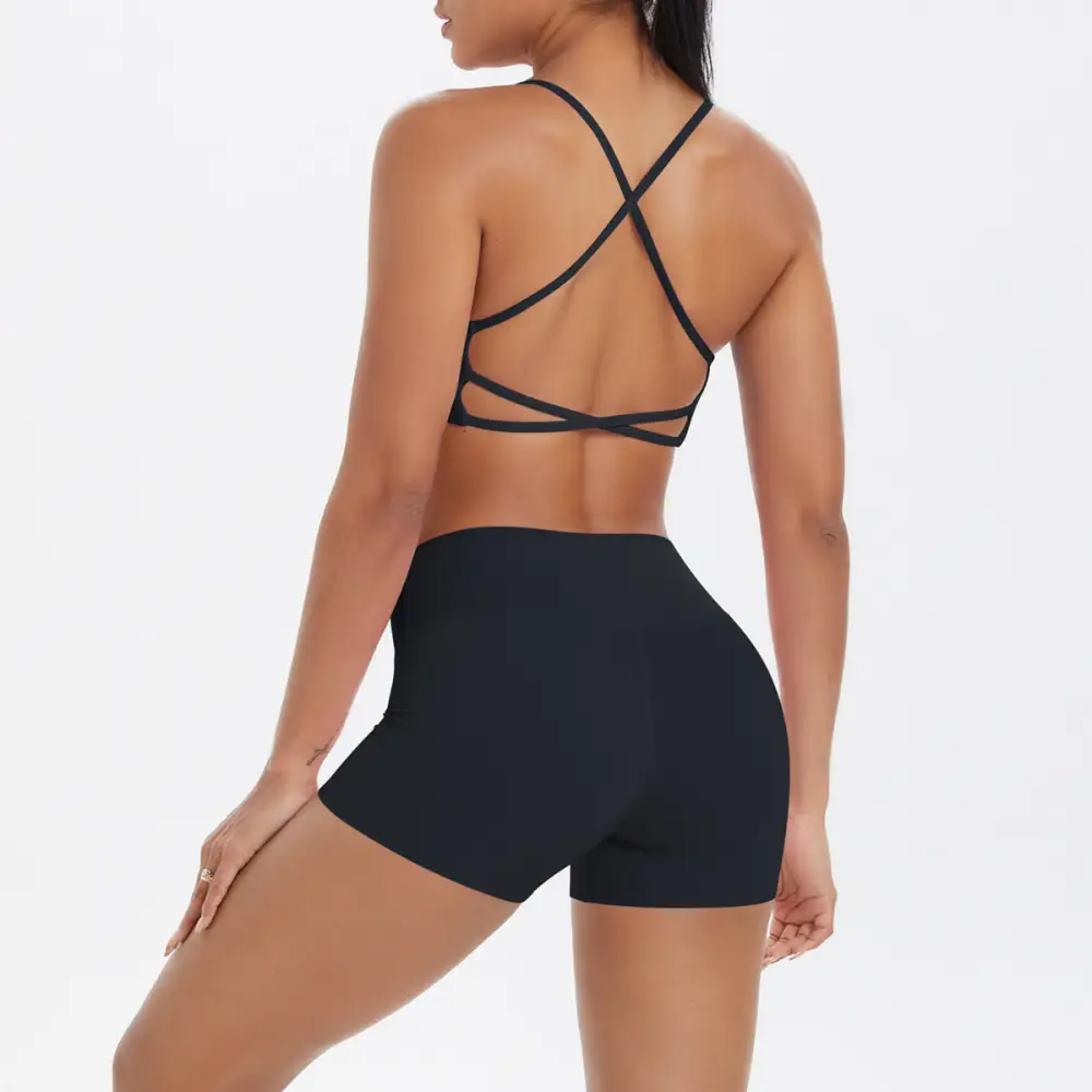 Backless Sleeveless Two-Piece Top and Shorts Active Set