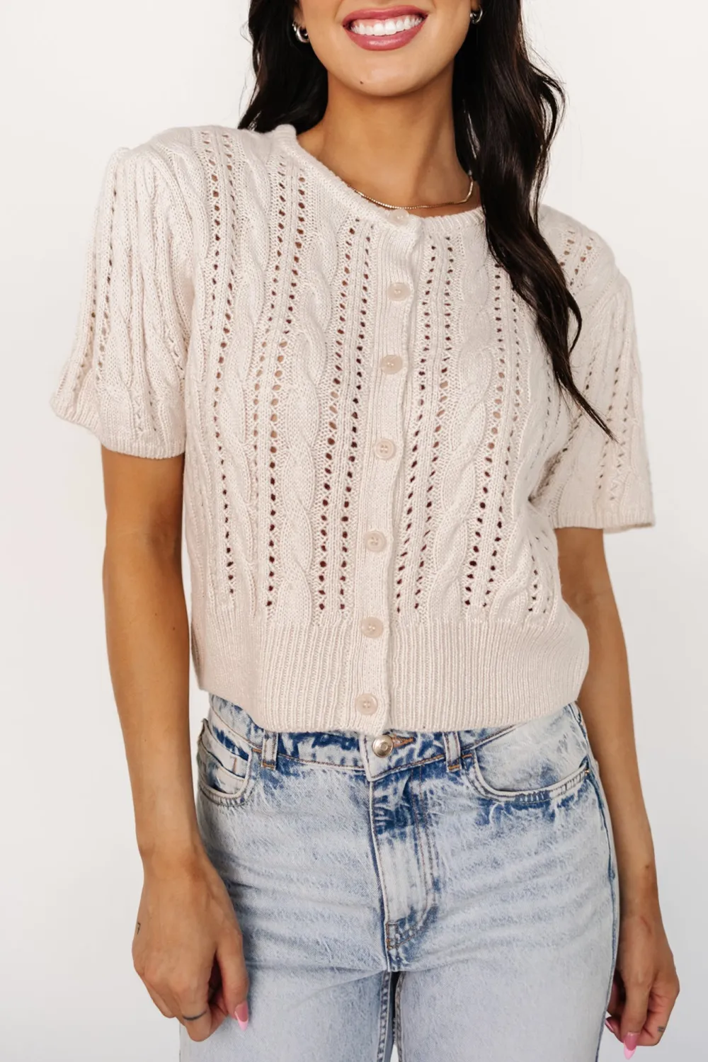 Minimalist Design Sense Hollow Out Cream Shirt