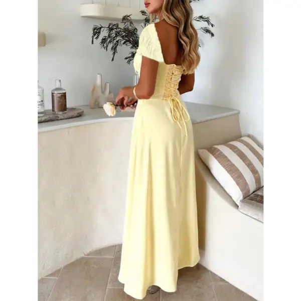 Devine Sweetheart Neck Short Sleeve Maxi Dress