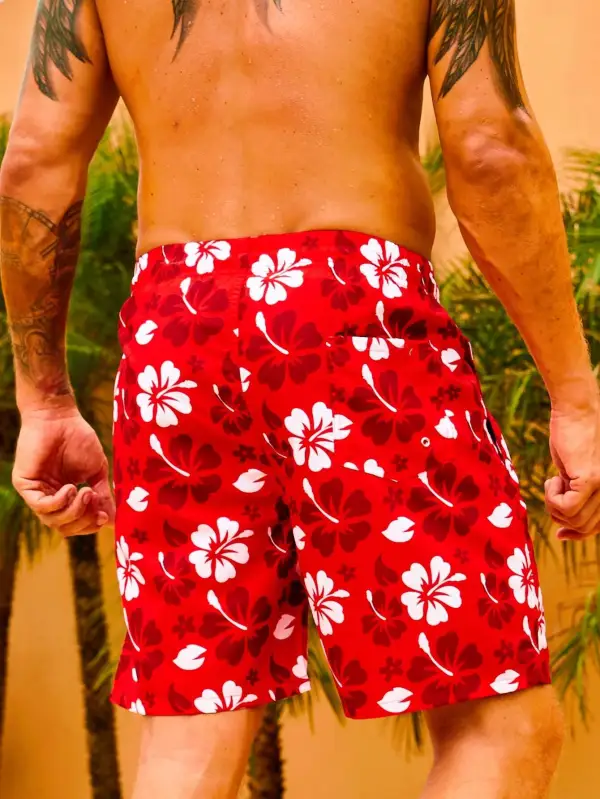 Men's Flower Patterned Swim Trunks