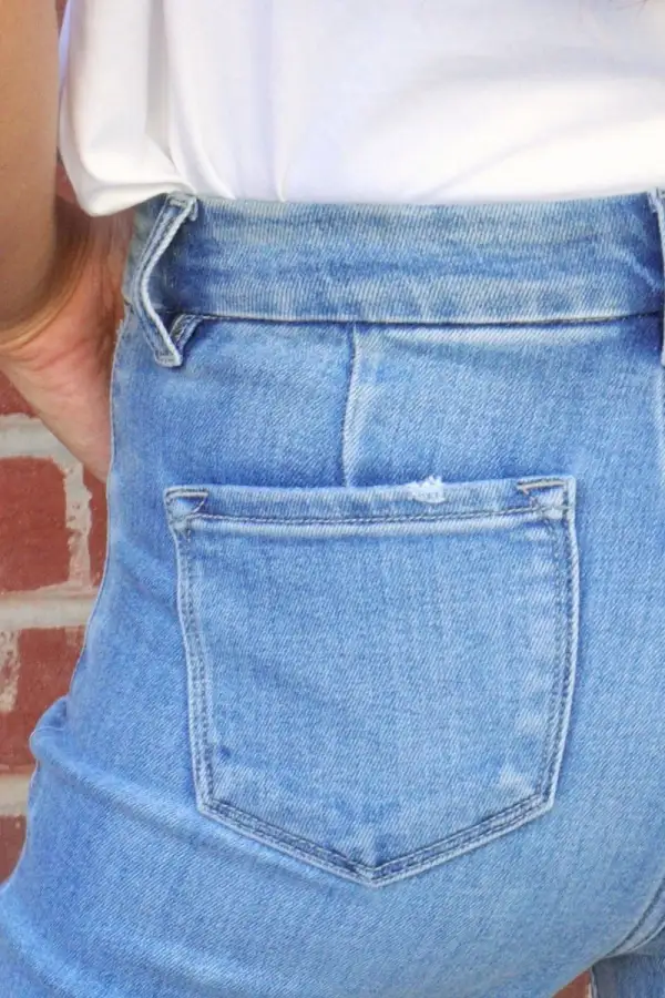 High Rise Straight Leg Flare Denim Jeans