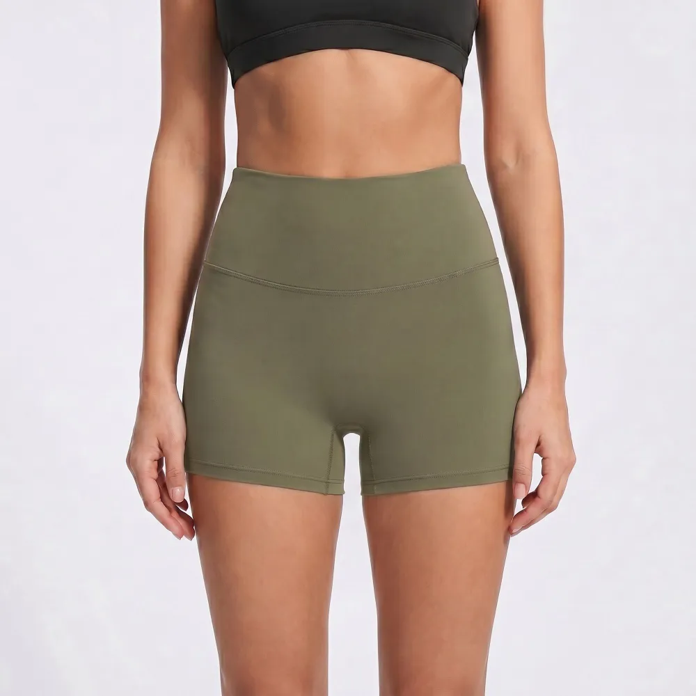 High-Waist Seamless Lace-Detail Casual Shorts