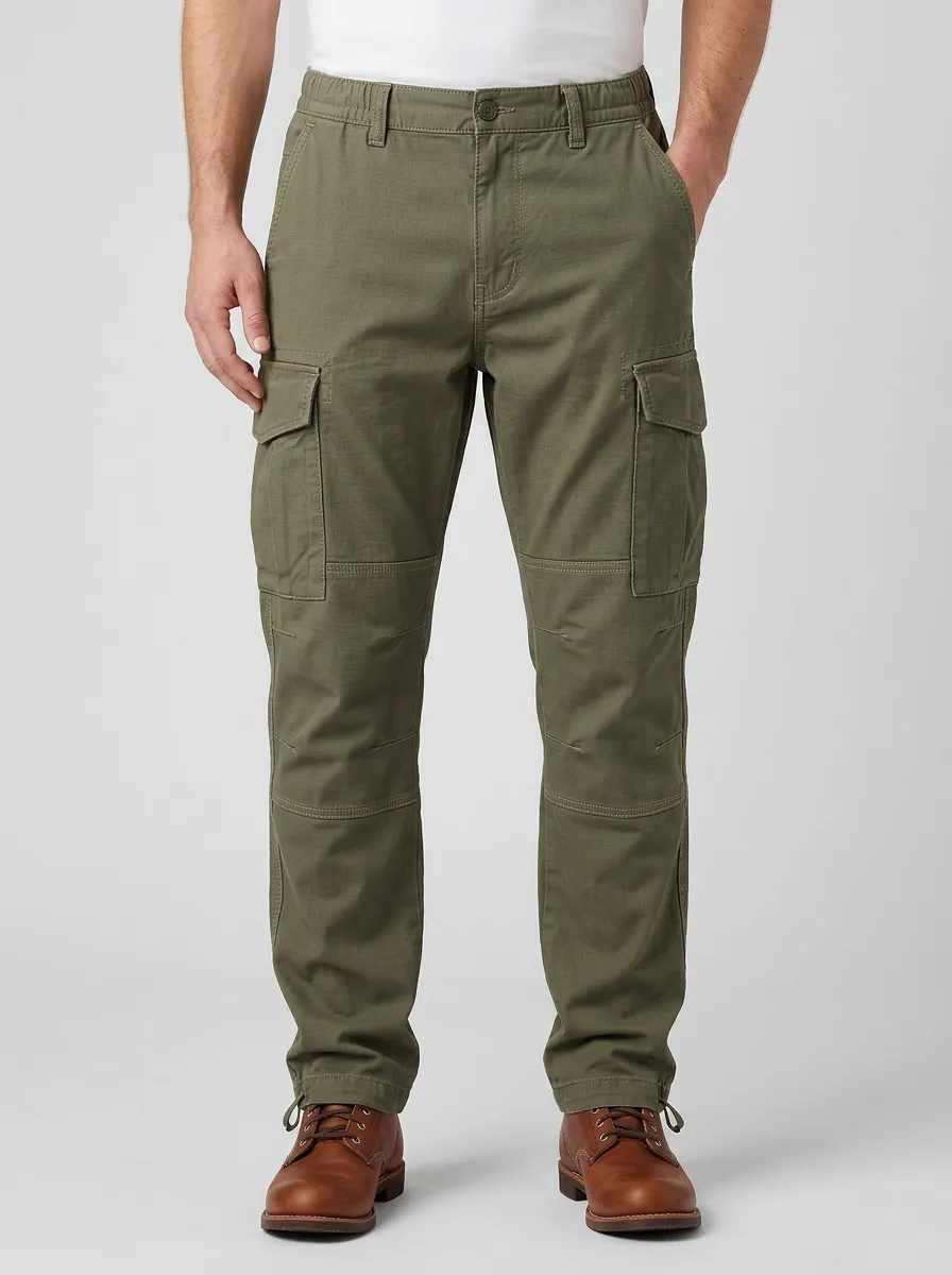 Men's Outdoor Tactical Olive Green Multi-Pocket Cargo Pants