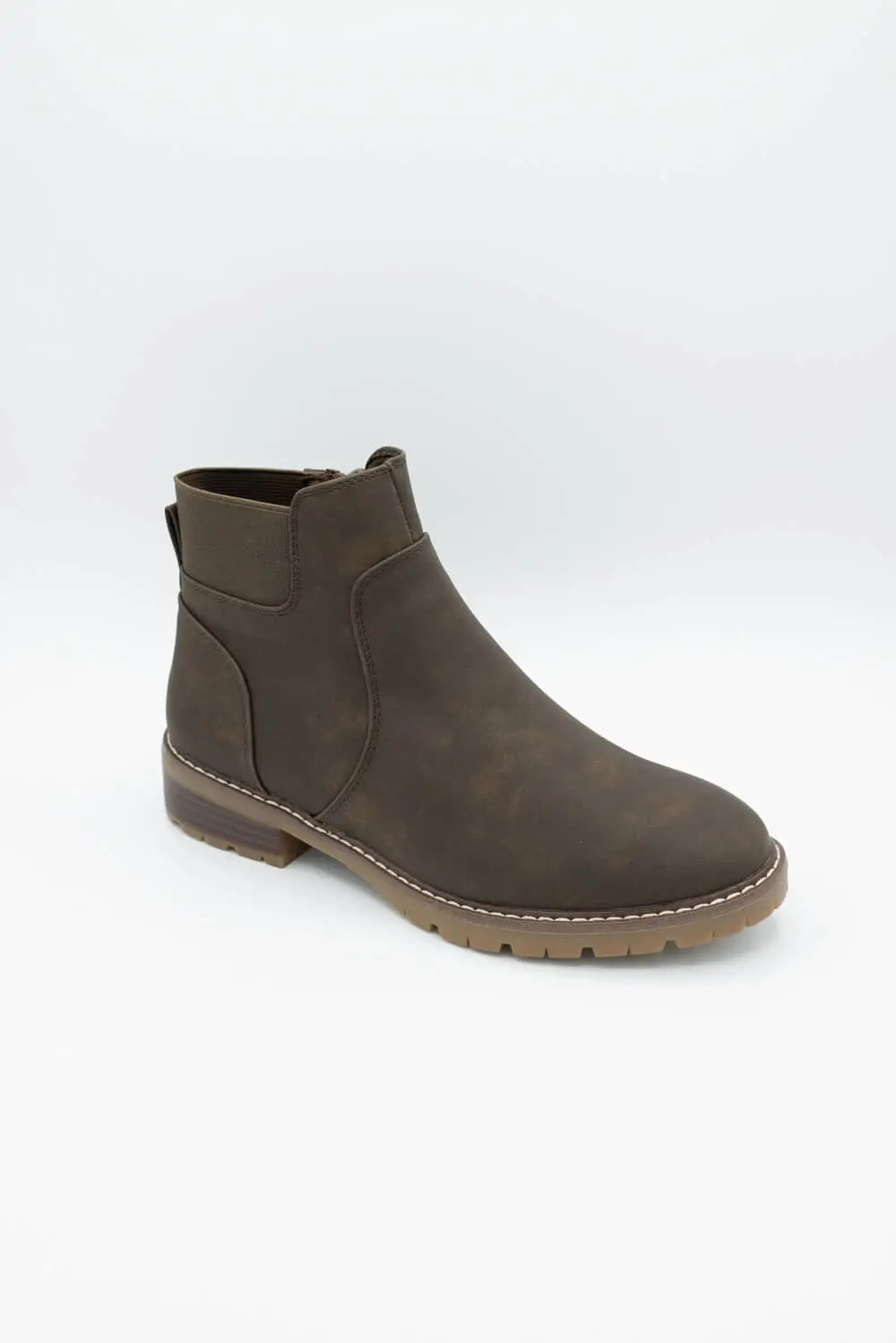 Suede Zip Entry Ankle Bootie