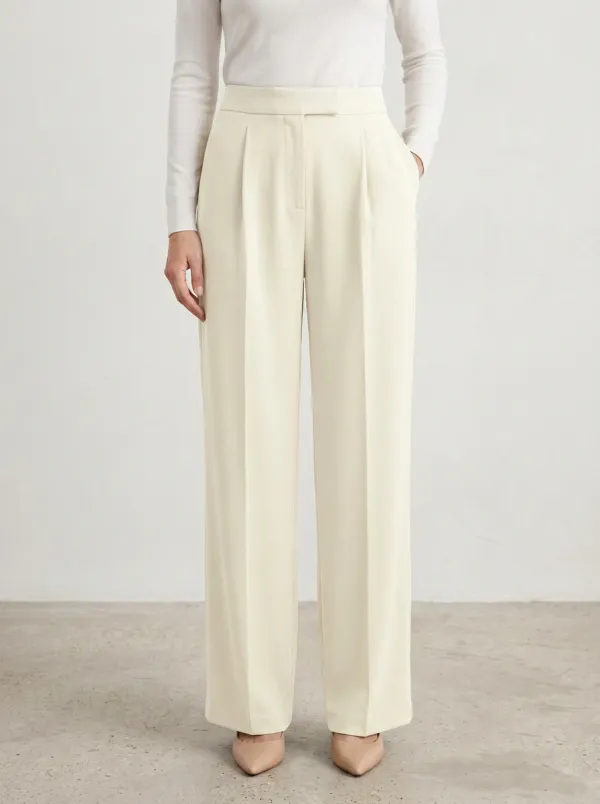 Polished Pleated Wide-Leg Trousers