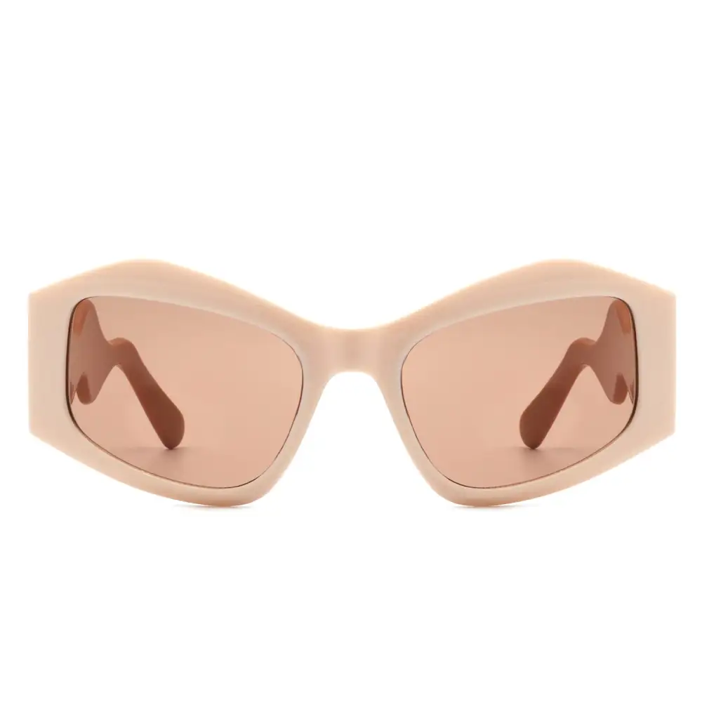 Square Oversized Irregular Wavy Temple Design Sunglasses
