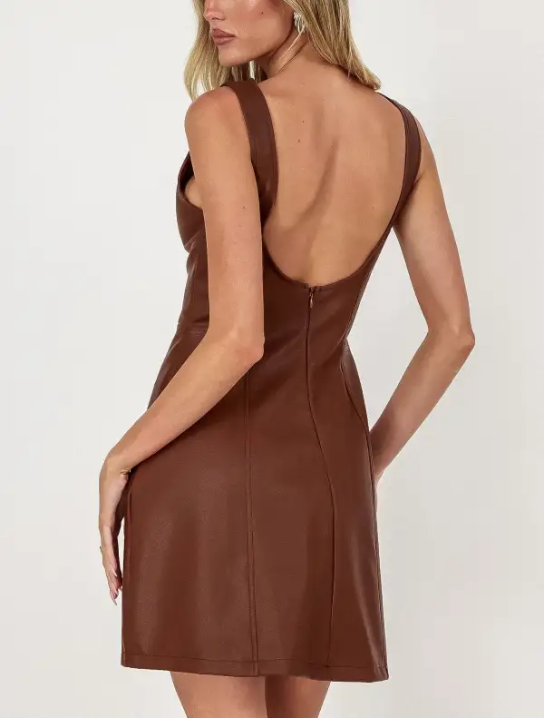 Easy Fit Faux Leather Lace Midi Dress