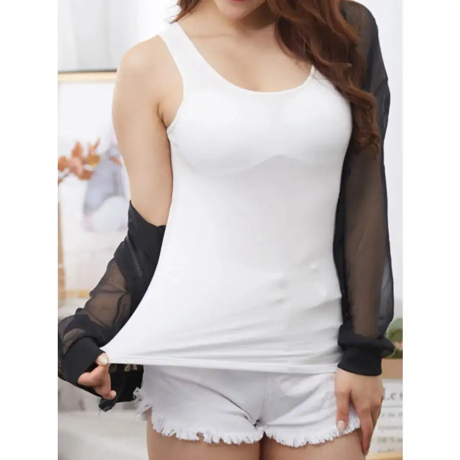 Full Size Scoop Neck Wide Strap Tank