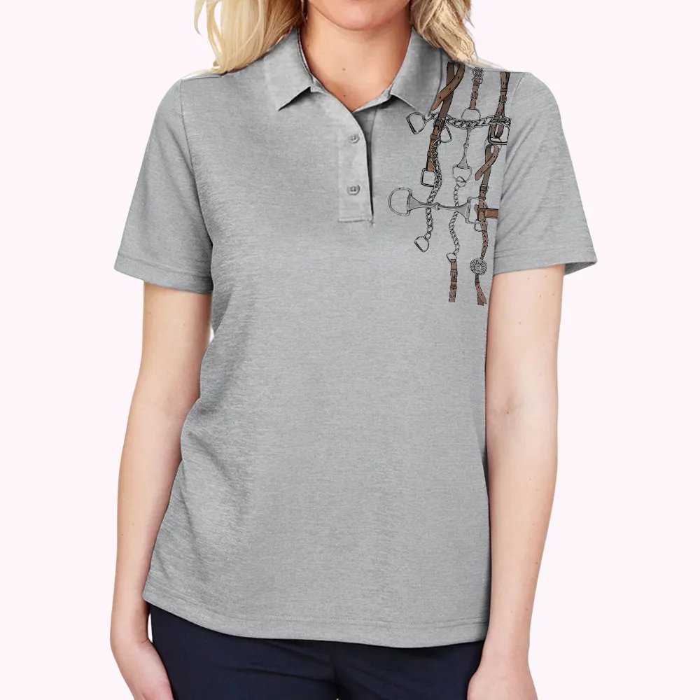Women's Equestrian Belt Print Cotton POLO Shirt