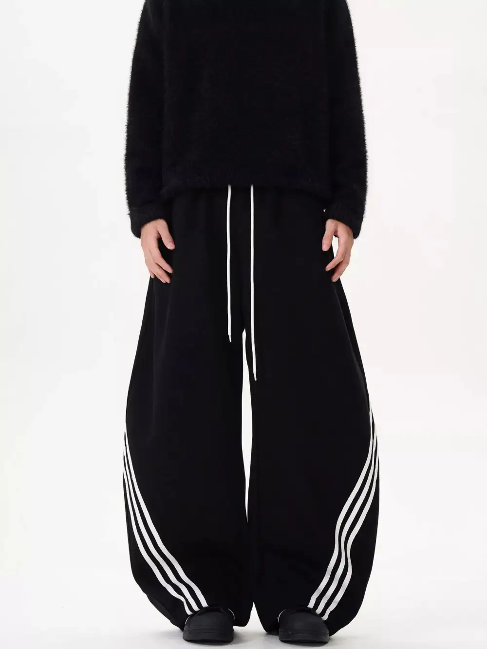Men's Plus Size Wide Leg Striped Track Pants