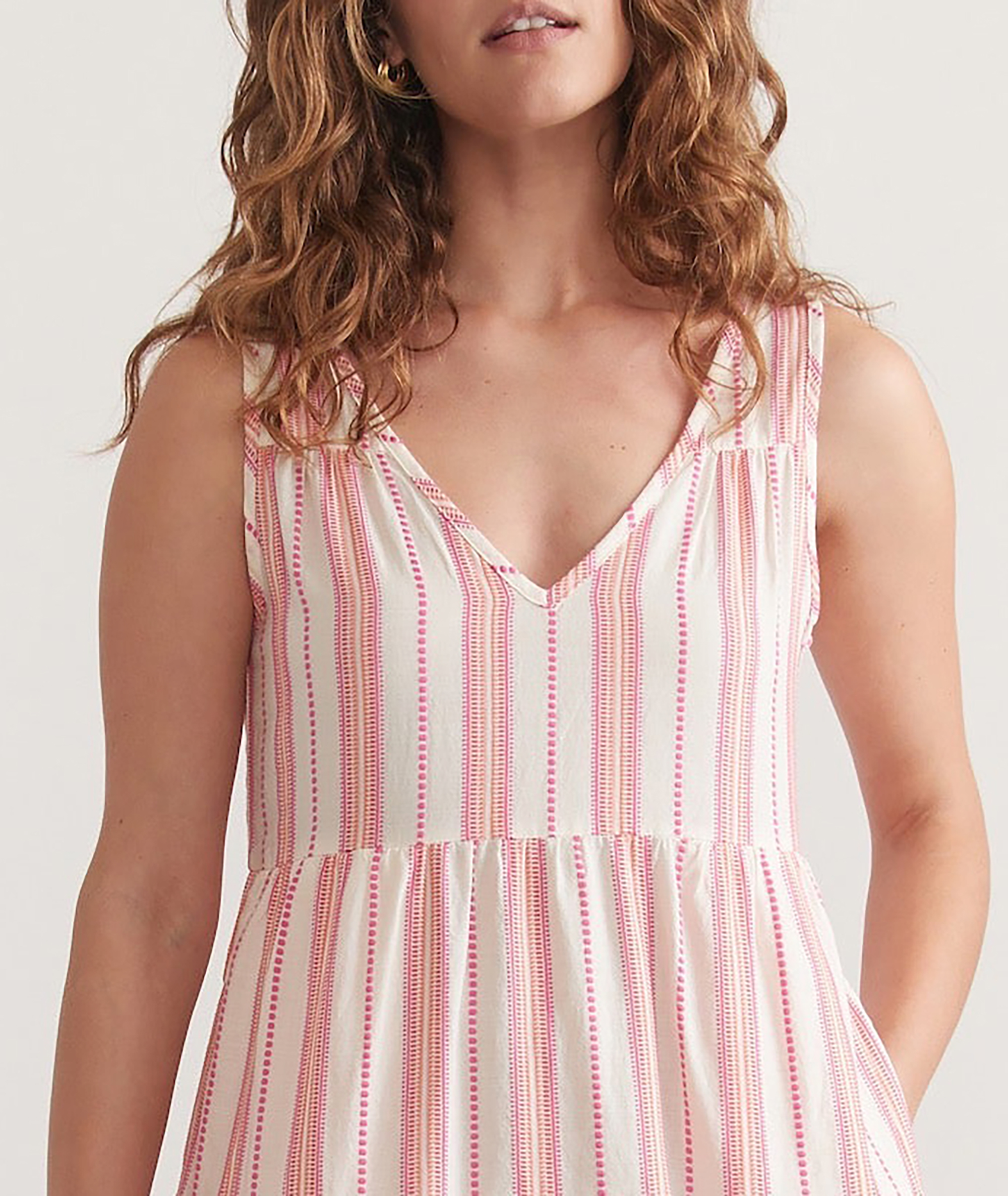 Pink Striped Tiered Maxi Dress