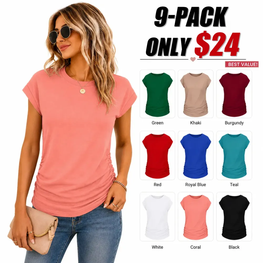 Women's Summer Tops Short Sleeve Shirts Crew Neck T Shirts