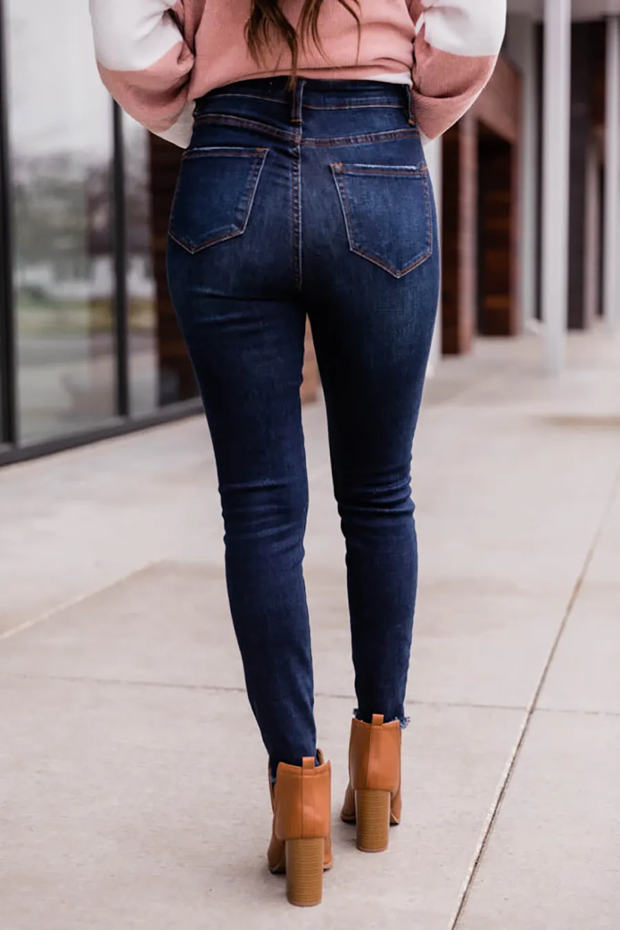 Casual Style Dark Wash Jeans