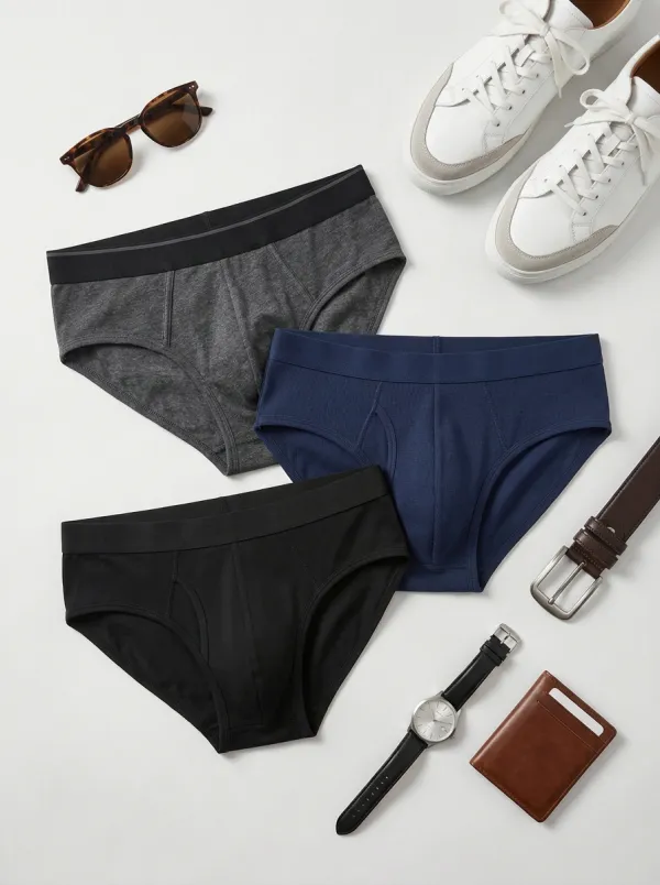 Men's Solid Color Minimalist Cotton Briefs Underwear