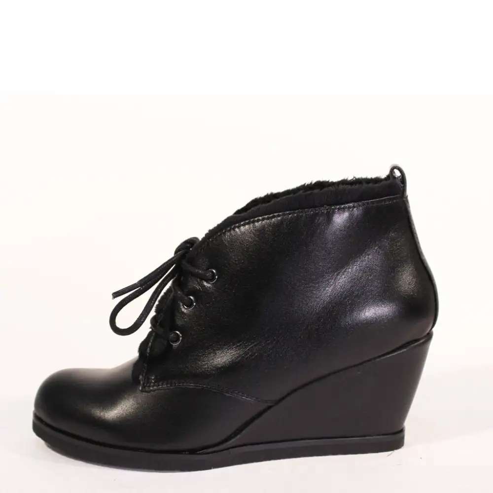 Leather Wedged Ankle Boots