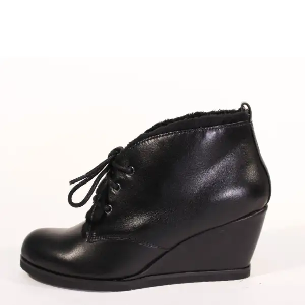 Leather Wedged Ankle Boots