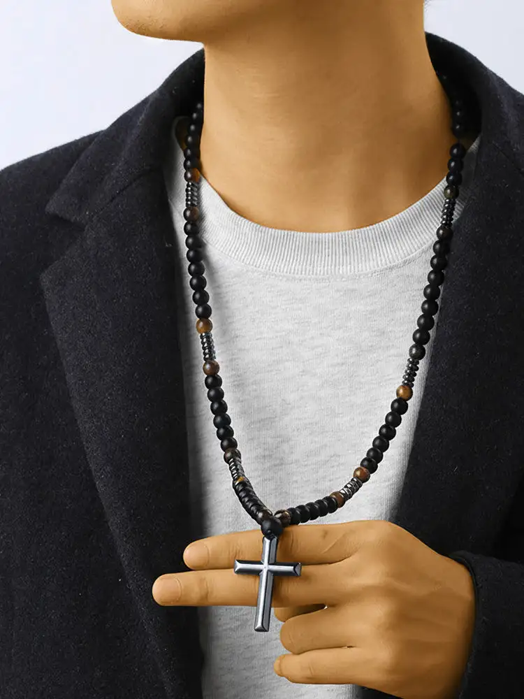 Tiger Beaded Pendant Necklace