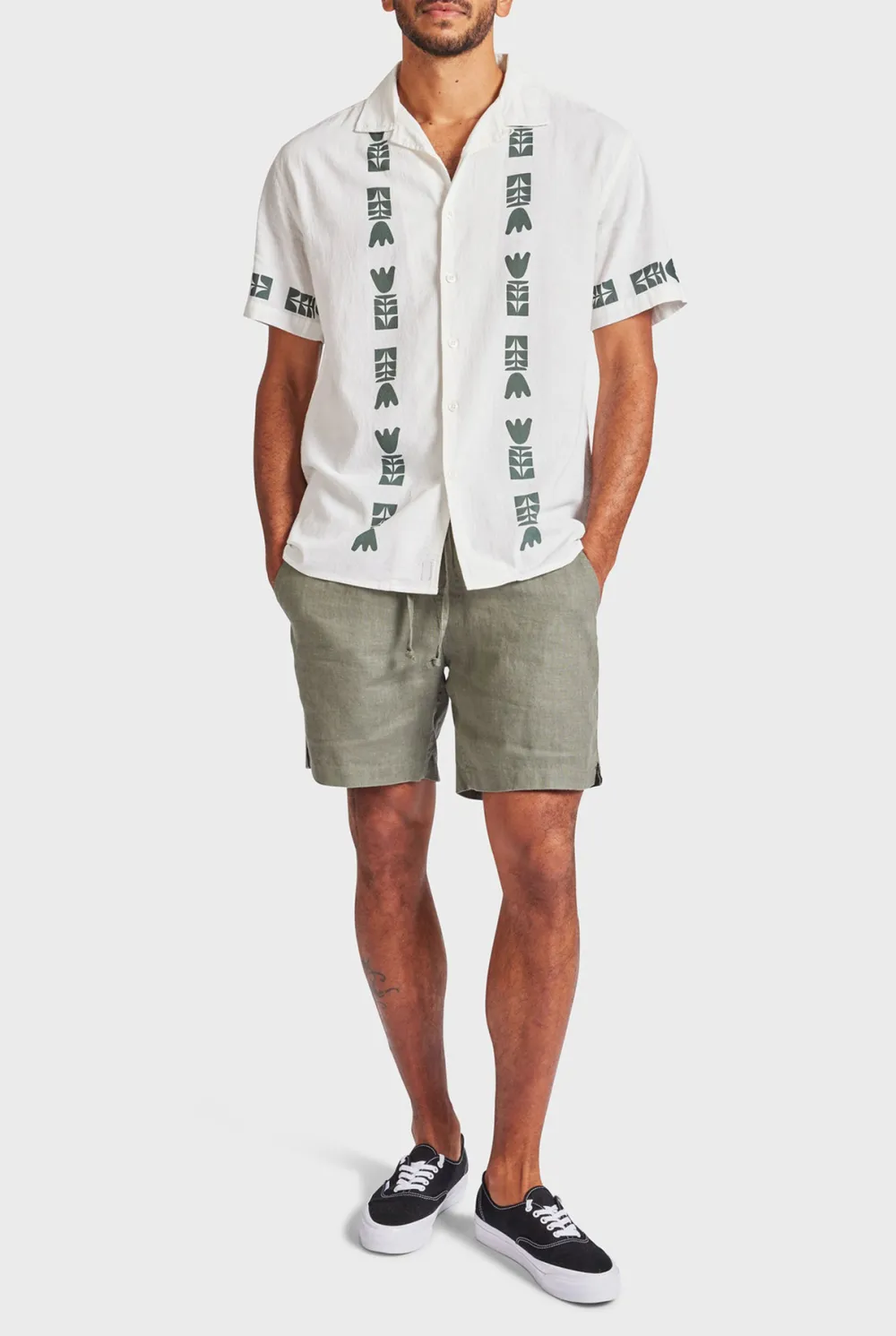 Kemp Short Sleeve Shirt- Navy/white