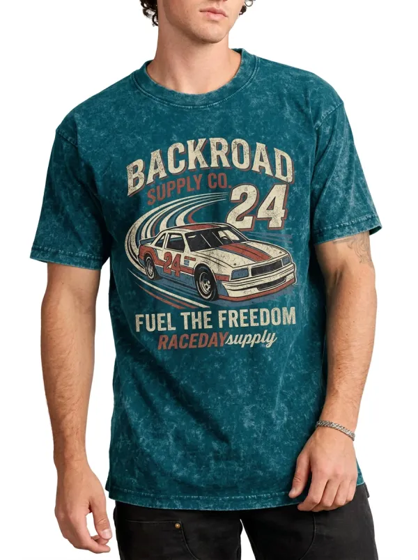 Men's Racing Car Enthusiast Vintage 24 Graphic Printed T-shirt