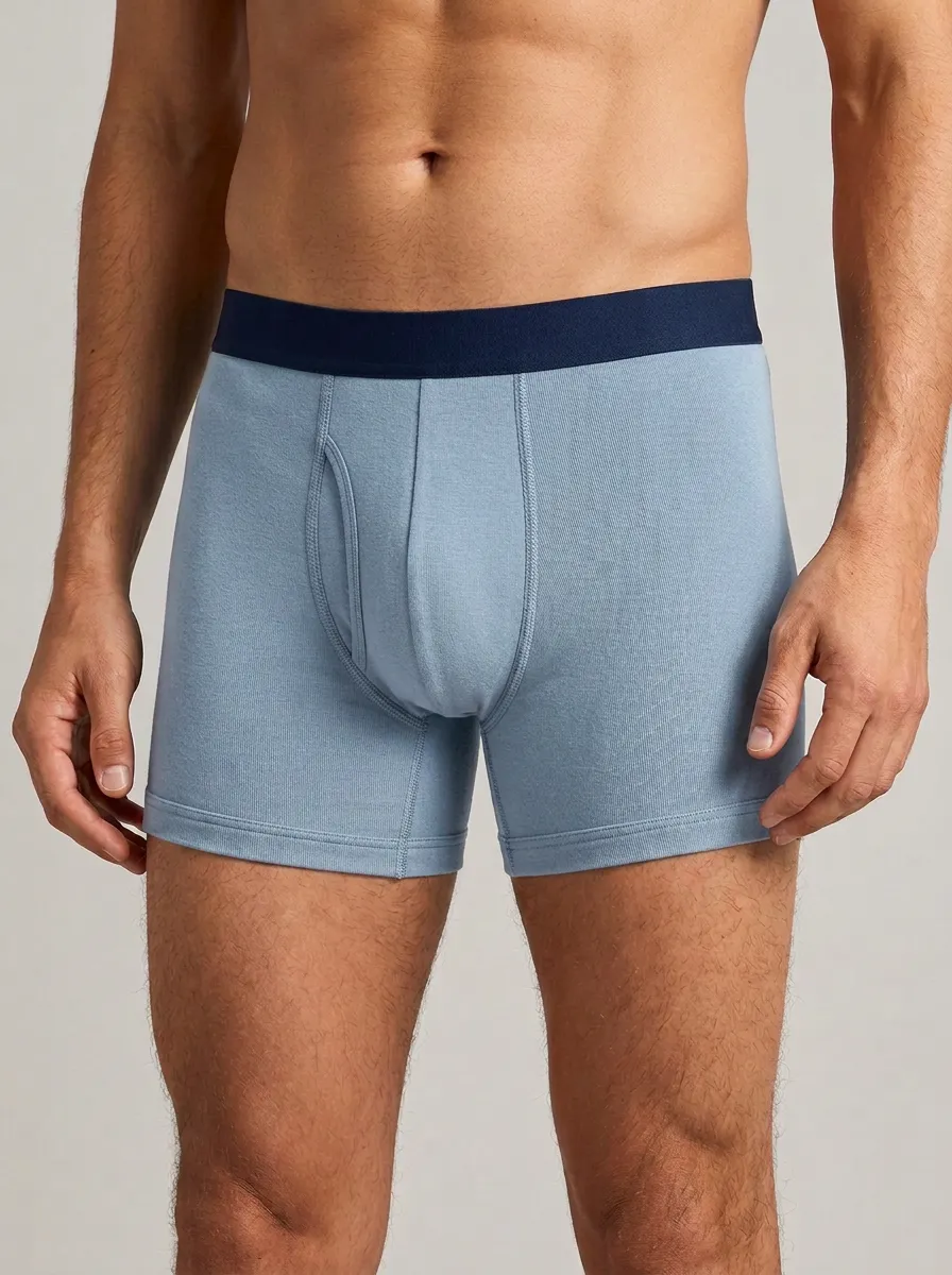 Minimal Waistband Detail Solid Plain Shape Men's Boxer Briefs