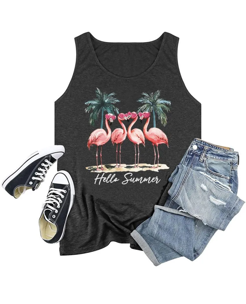 Flamingos Print Tank Top