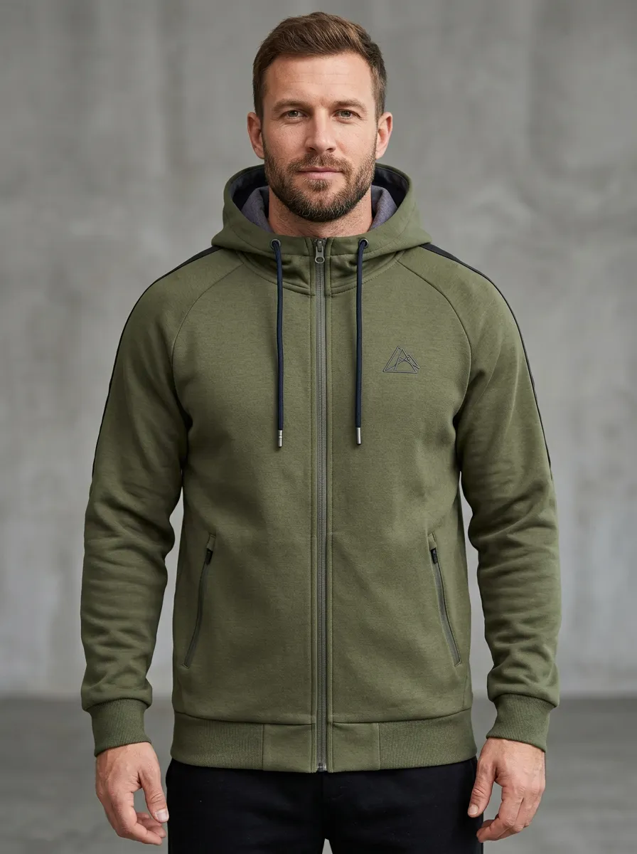 Modern Geometric Zip-Up Profile Men's Sport Jacket