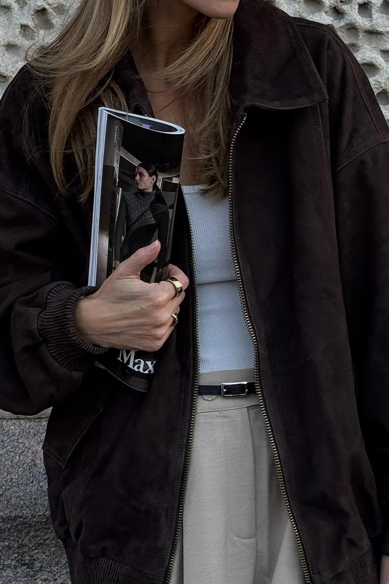 BITTER CHOC SUEDE BOMBER