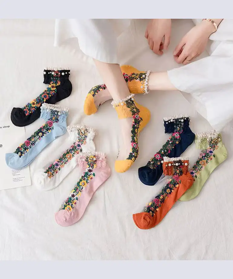 Japanese Korean Pearl boat socks