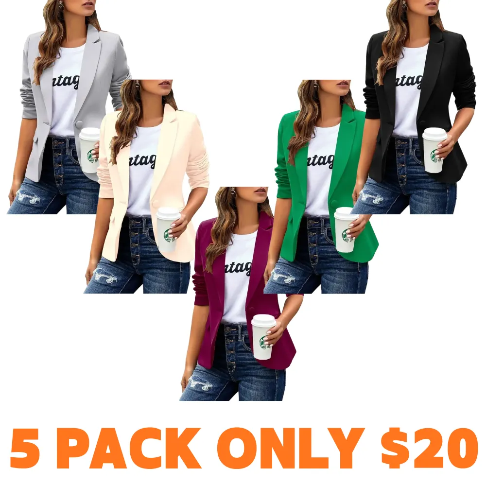 Women’s Slim Fit Office Blazer – Long Sleeve Lapel Jacket