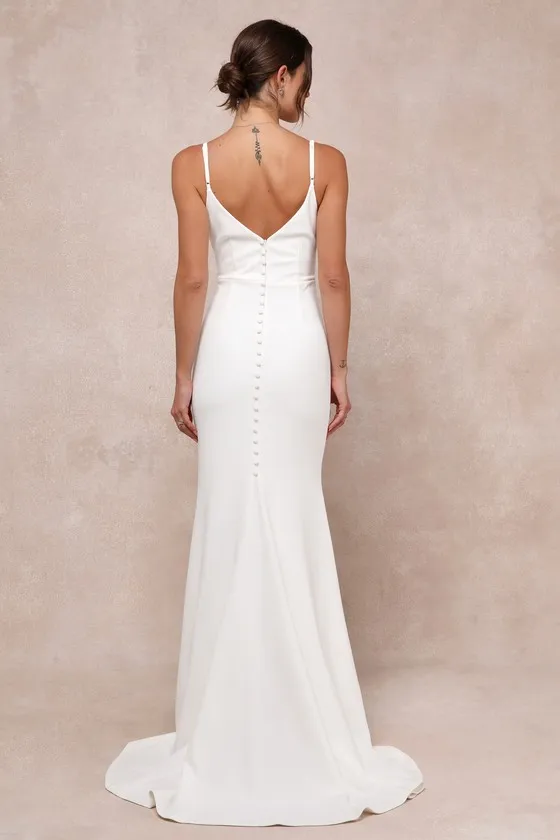 Feeling of Forever White Sleeveless Mermaid Maxi Dress