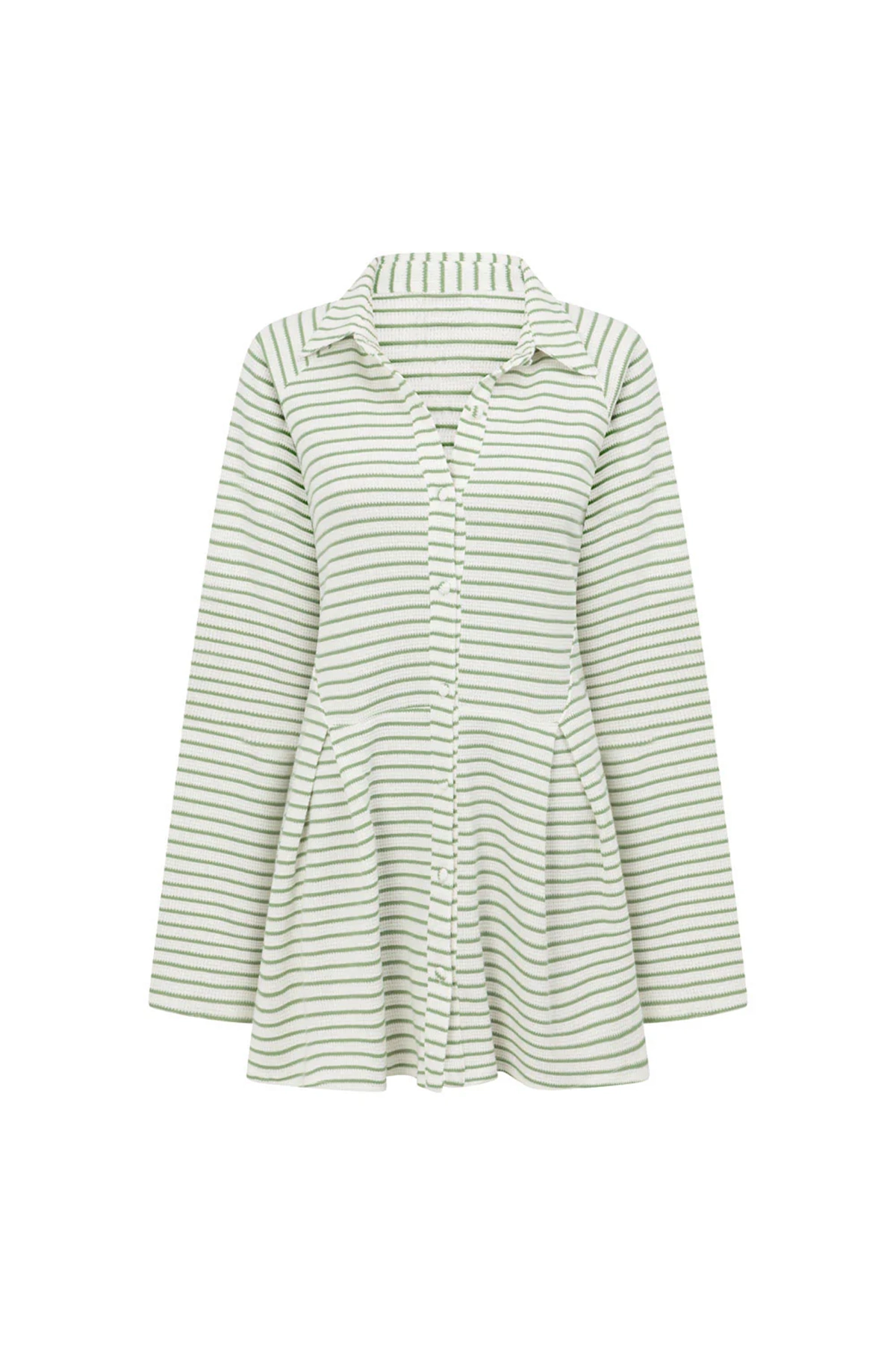 Striped Long Sleeve Button Up Mini Dress