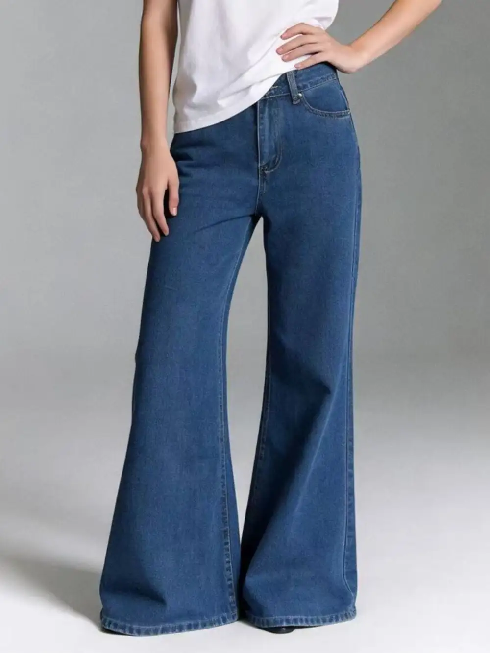 Balanced High Waist Flare Leg Denim Jeans