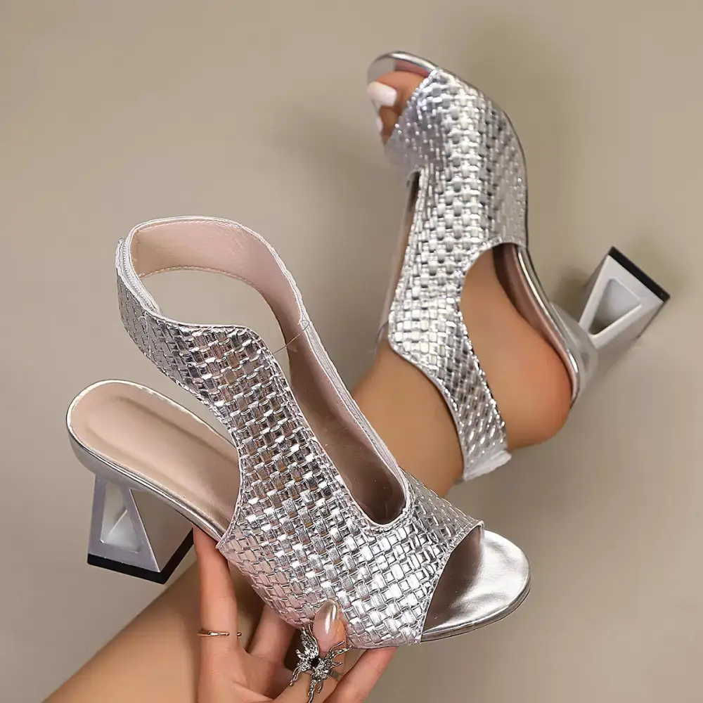 Graceful Open Toe Block Heel Sandals