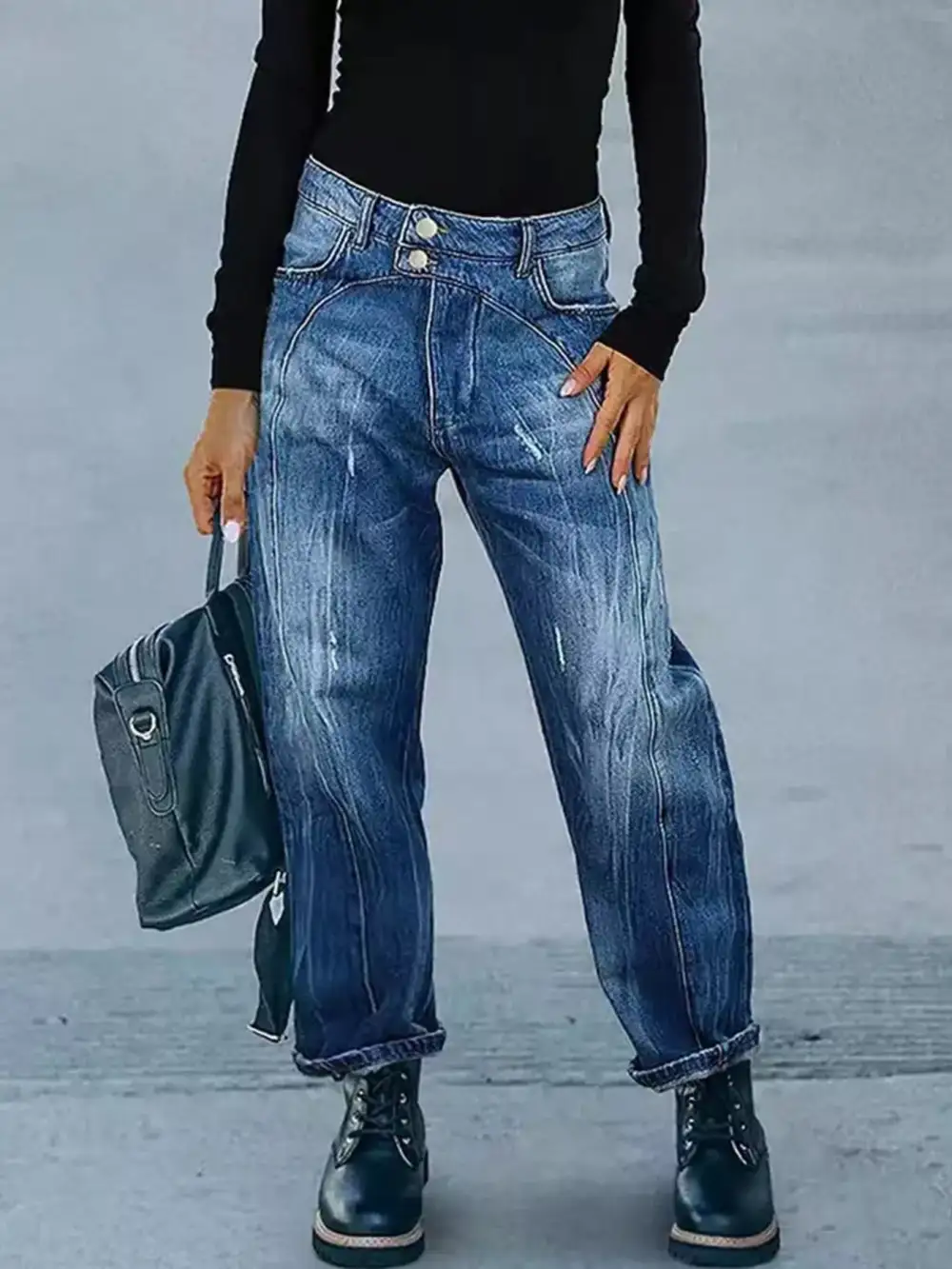 Wide Leg Pocketed Denim Jeans