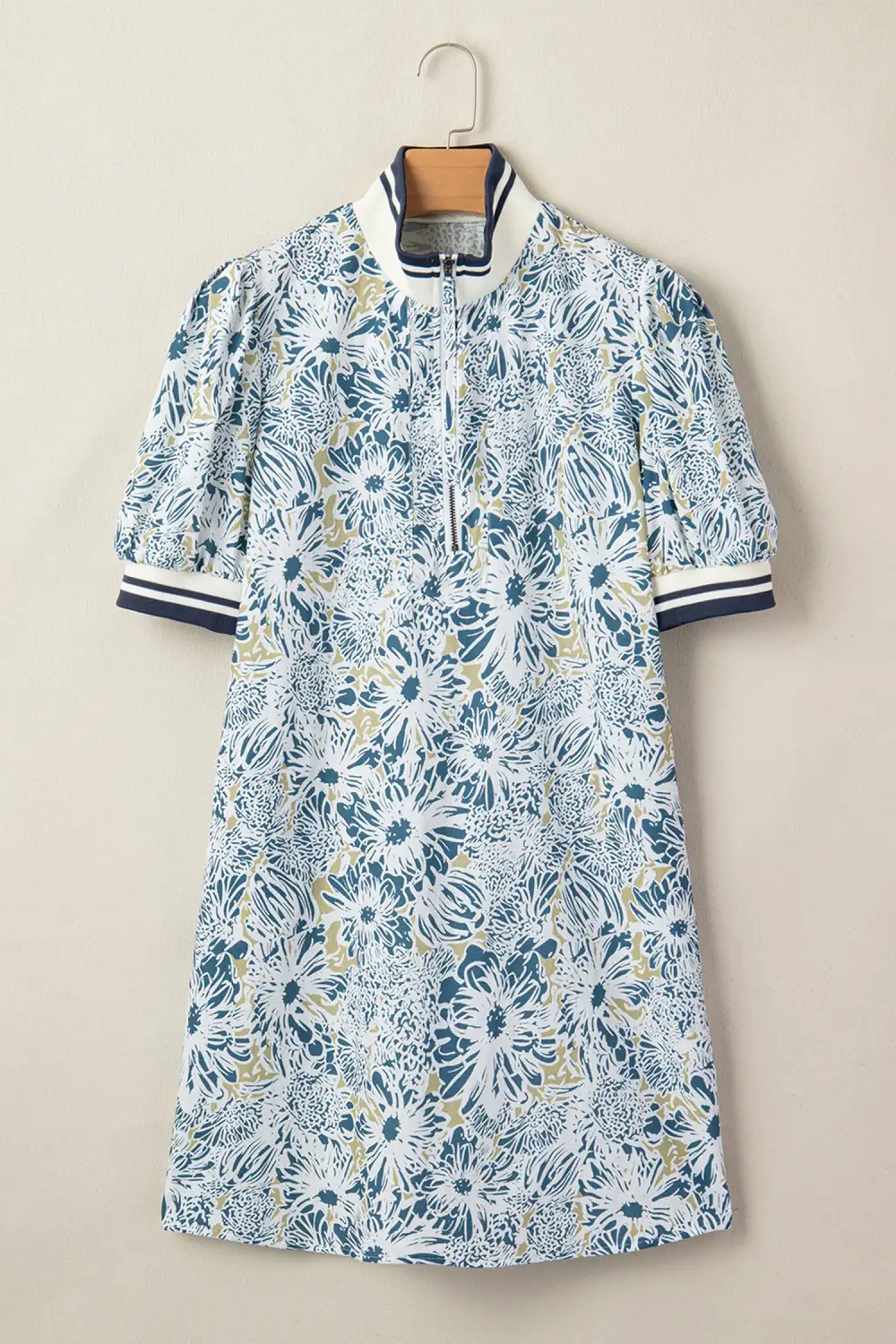 Floral Striped Short Sleeve Mini Dress