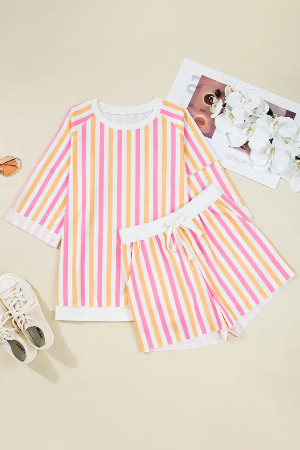 Sleeve Relaxed Shorts Lounge Set