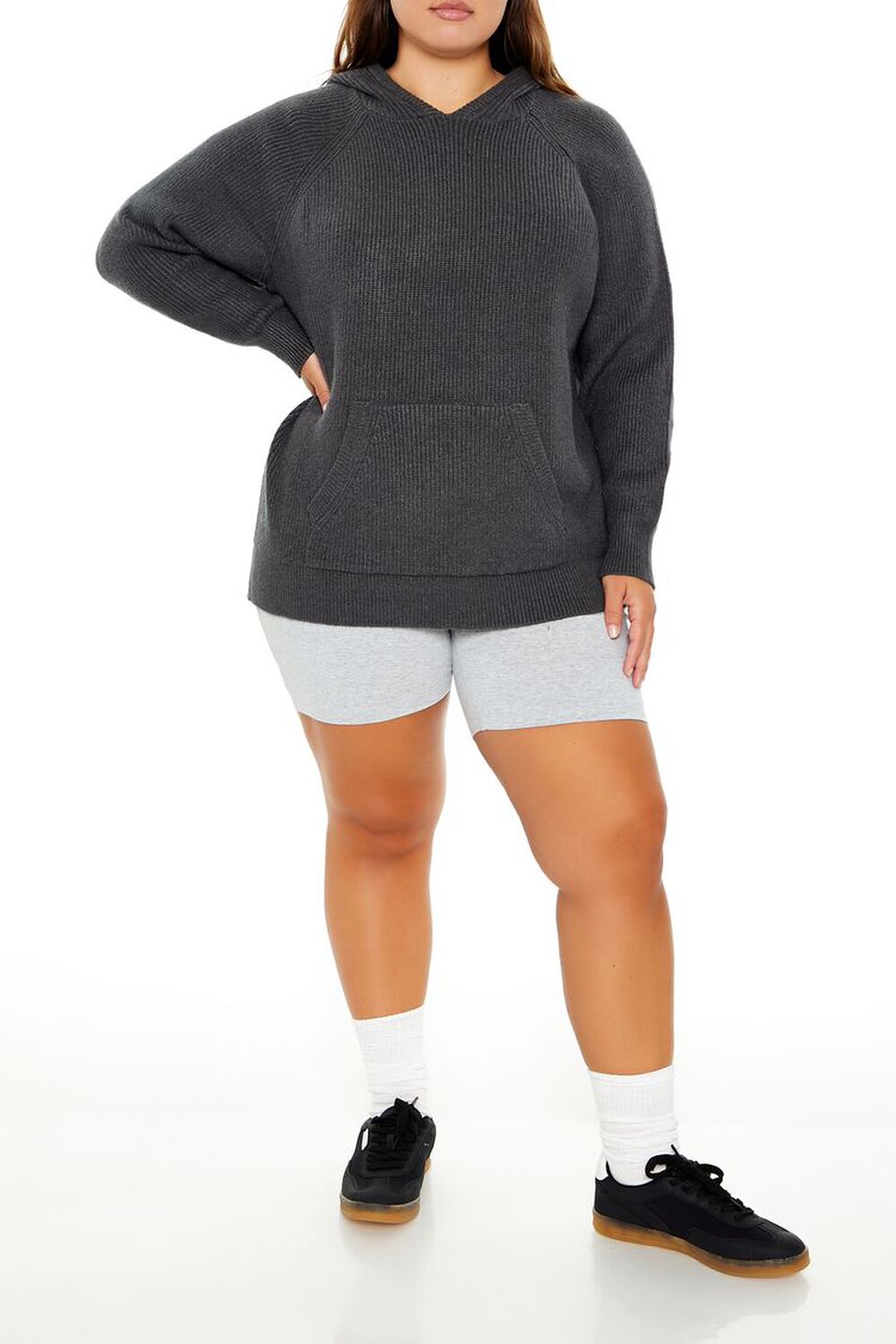 Plus Size Sweater-Knit Hoodie