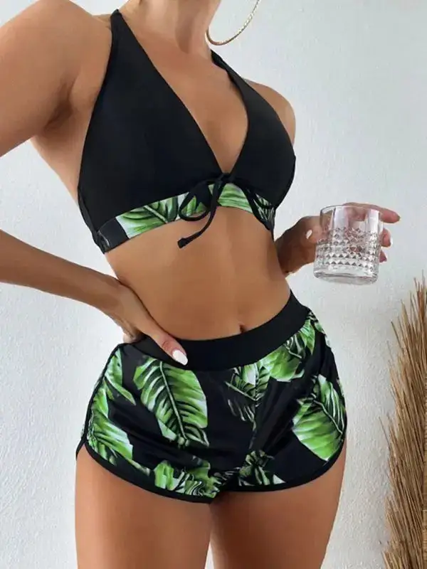 Multi Printed Layered Bikini Swim Set