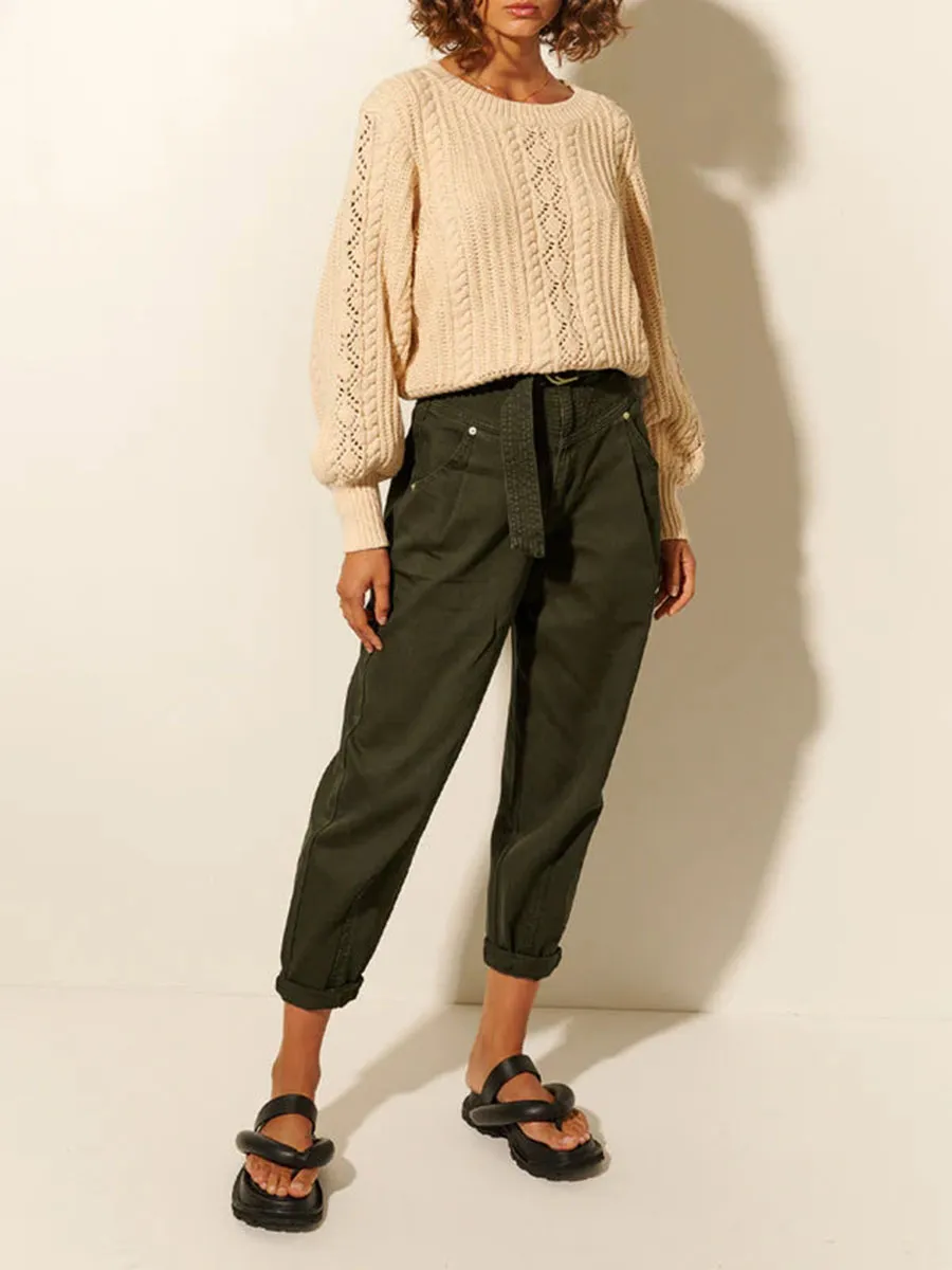EYELET CREW NECK SWEATER
