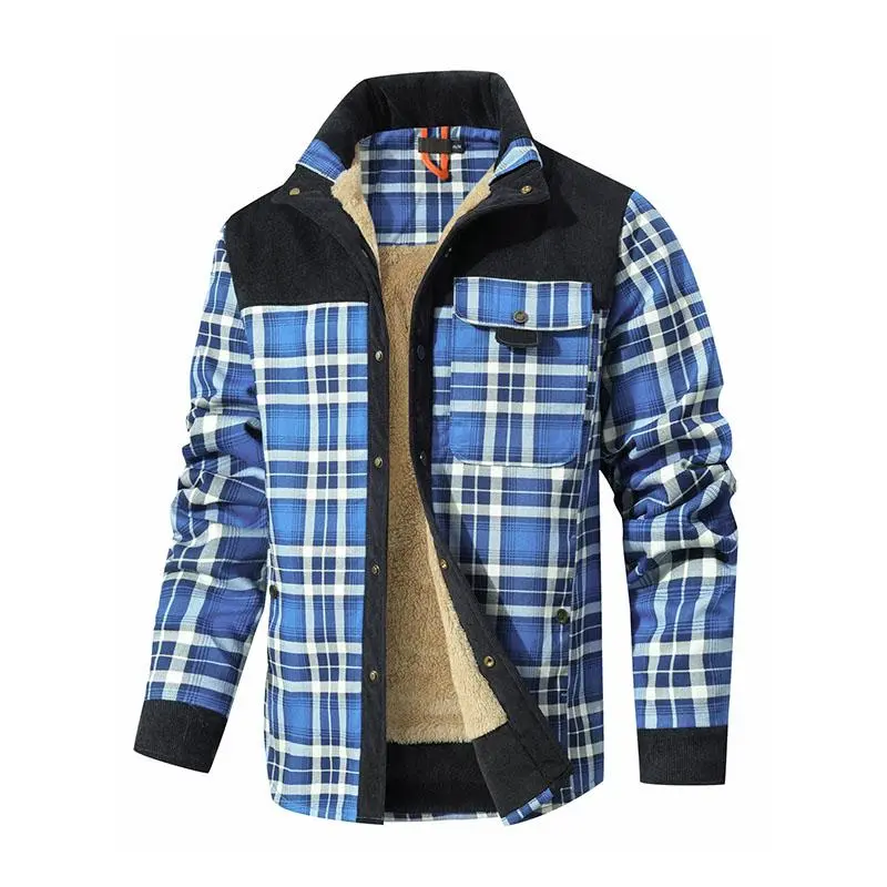 Men's Plaid Flannel Autumn and Winter Warm Jacket