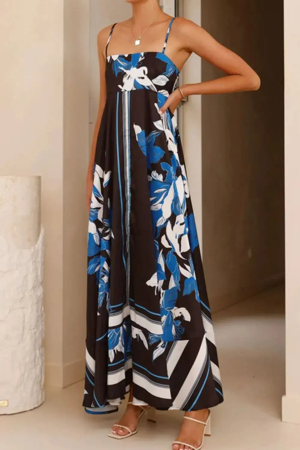 Printed Square Neck Maxi Dress